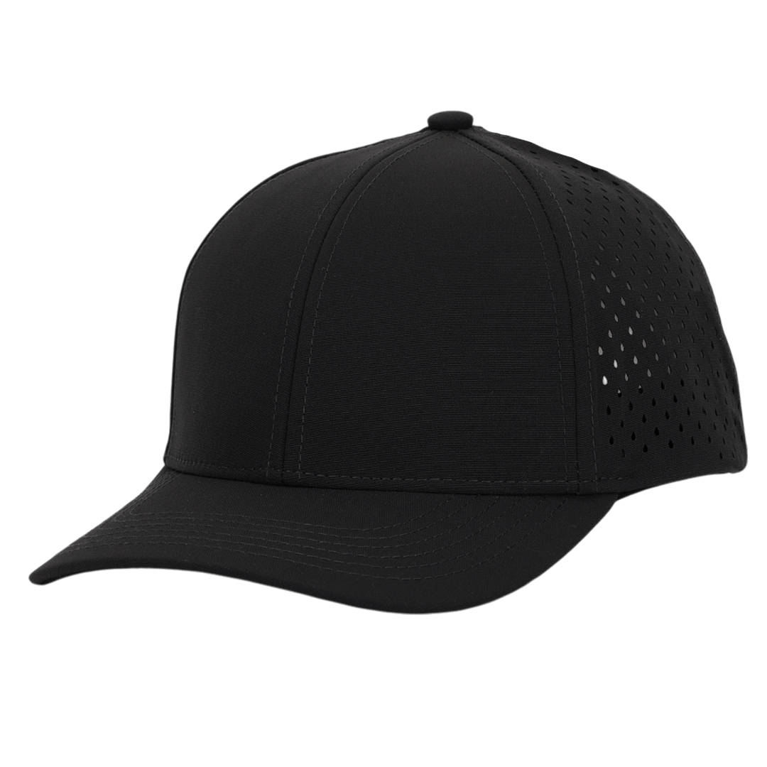 Stealth Black Low Pro Waterproof Hat (Lasered Mesh)