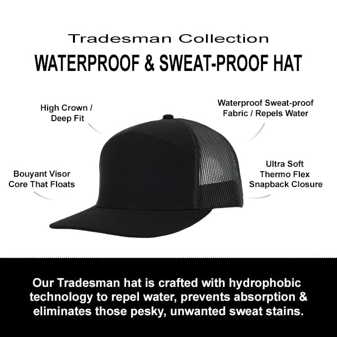 Stealth Black Mesh Tradesman Waterproof Hat