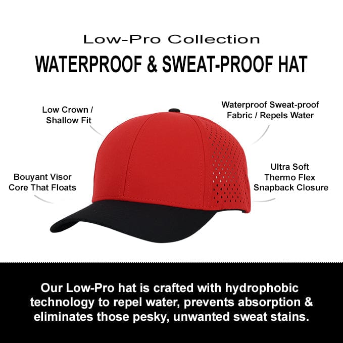 Stealth Red & Black Low Pro Waterproof Hat