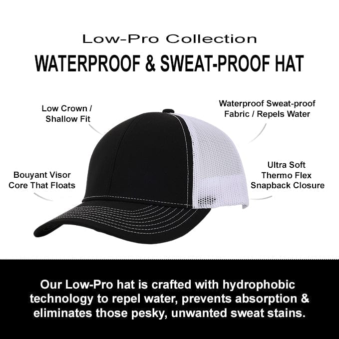 Stealth Black & White Mesh Low Pro Waterproof Hat