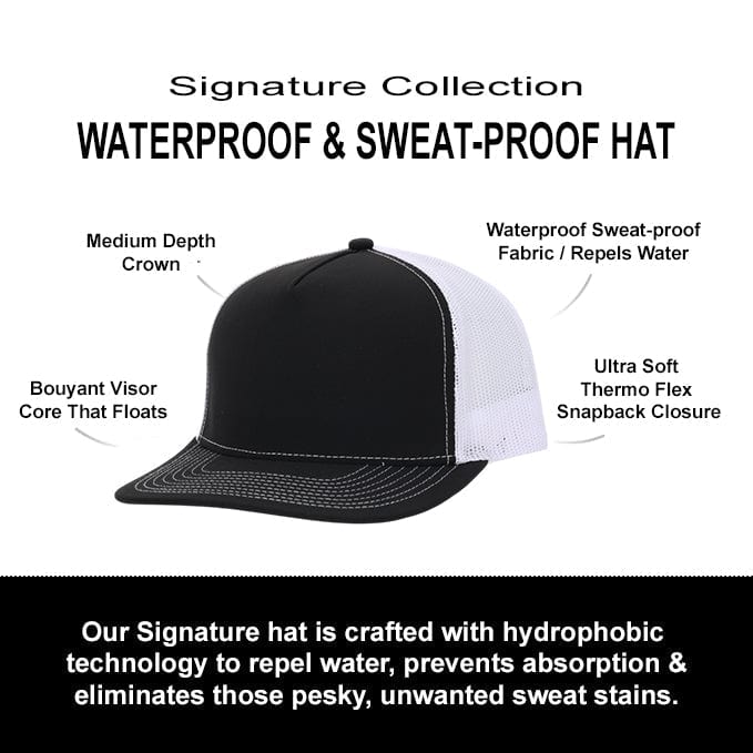 Stealth Black & White Mesh Signature Waterproof Hat