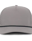 Grey signature hat with black rope 5 panel cap waterproof sweat proof Six hats Supply