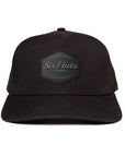 Black signature baseball cap with hex black rubber patch waterproof and sweat proof hats designed in canada