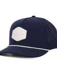 Navy Signature cap Hex range white rubber patch sew on in front waterproof and sweat proof caps custom made in Canada Six hats Supply