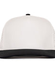 Tan signature with black brim 5 hat panel waterproof cap designed in Canada Six Hats Supply