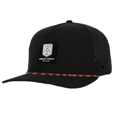 Black & Red Golf Patch Signature Tee Holder Hat W/ Magnetic Ball Marker