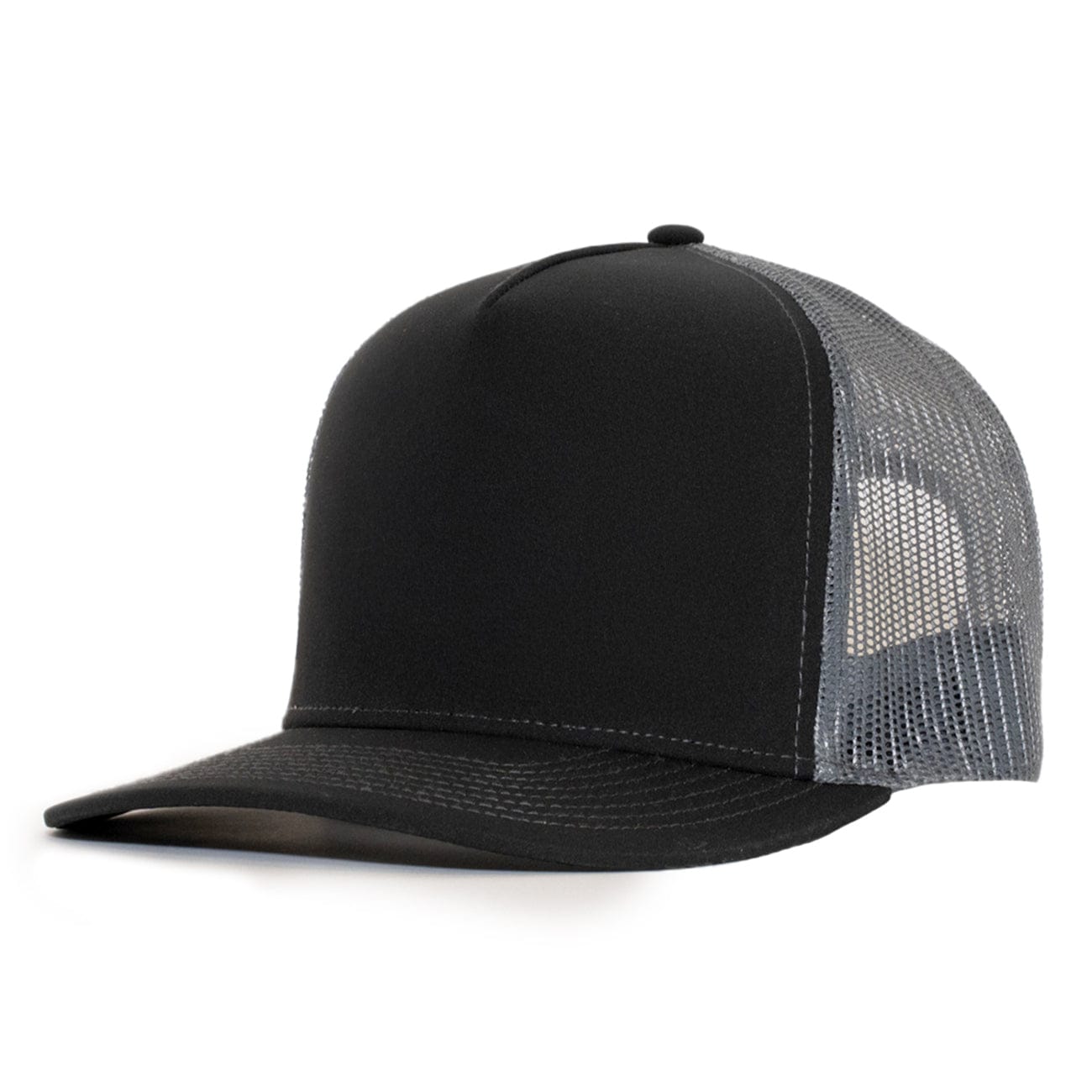 Black Charcoal plastic mesh signature 5 panel hat waterproof and sweat proof cap designed in Canada Six hats Supply