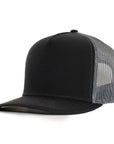 Black Charcoal plastic mesh signature 5 panel hat waterproof and sweat proof cap designed in Canada Six hats Supply