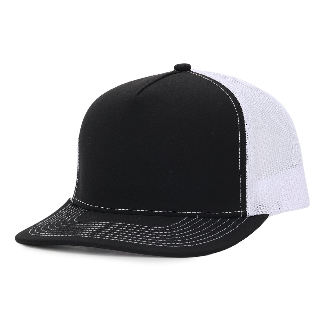 Black and White plastic mesh 5 panel signature hat waterproof and sweat proof cap designed in Canada Six hats Supply