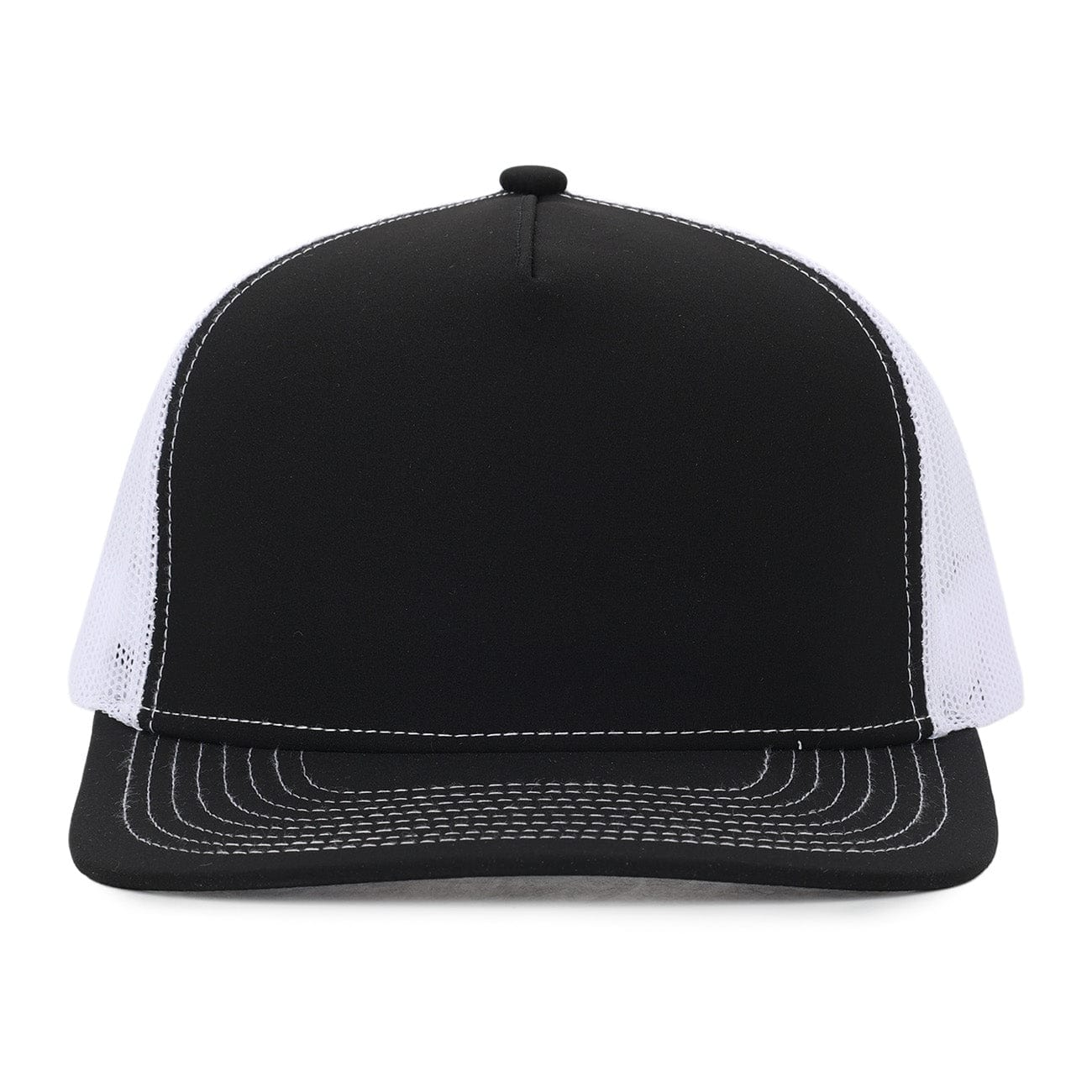 Black and White plastic mesh 5 panel signature hat waterproof cap designed in Canada Six hats Supply