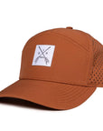 Burnt_Orange_tradesman_arrow_patch_six_hats_supply_designed_in_Canada