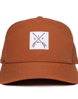 Burnt_Orange_tradesman_arrow_patch_six_hats_supply_designed_in_Canada_waterproof_hat