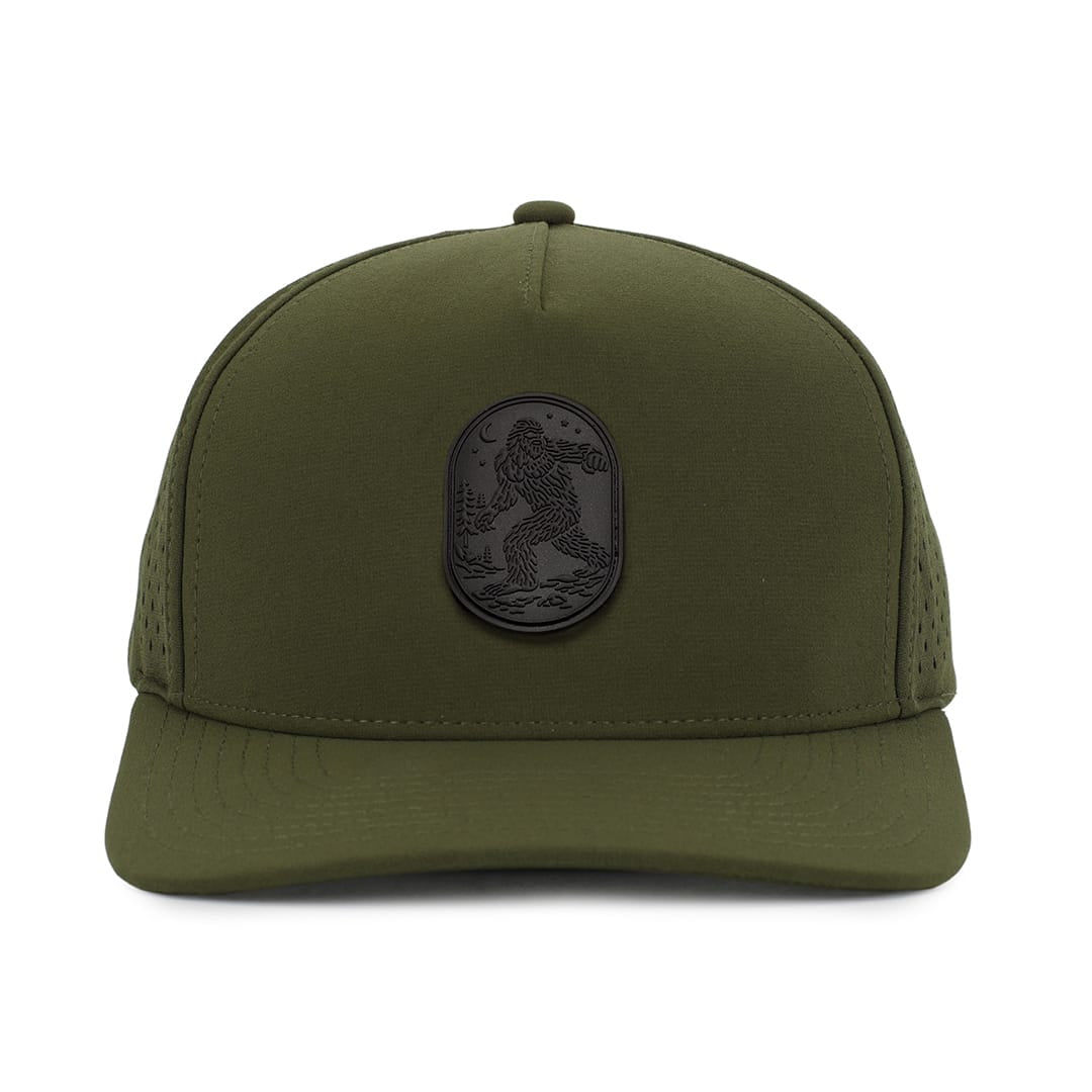 Forest_green_signature_waterproof_sweat_proof_sasquatch_style_embroidery_design_in_Canada