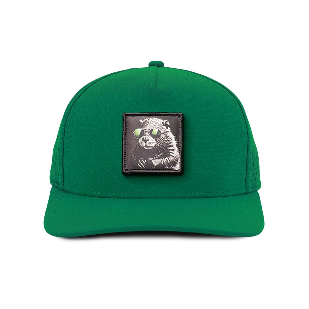 Kelly Green signature Beaver fabric patch waterproof and sweat proof frontside view designed in Canada SixHats supply