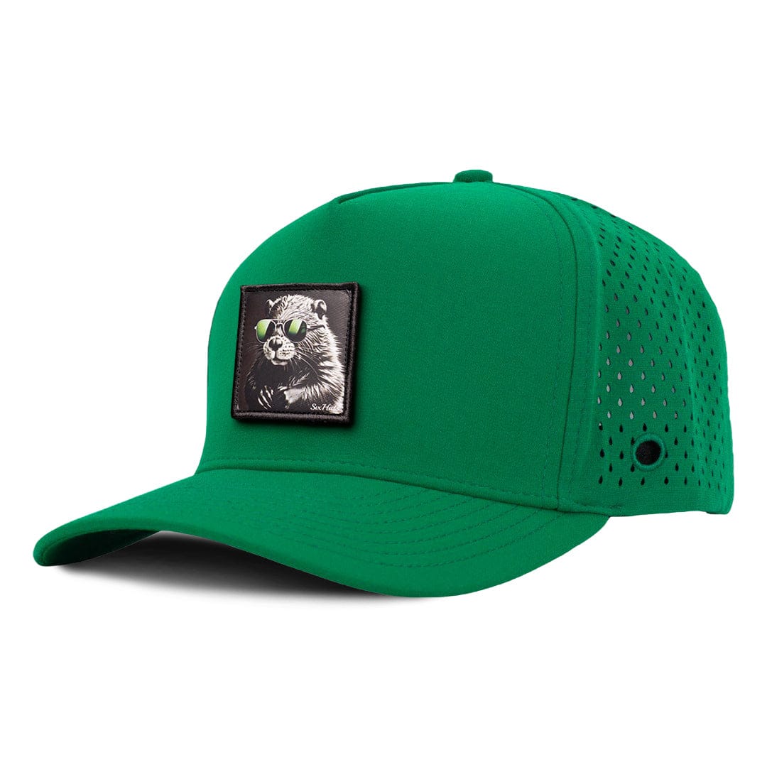 Kelly Green signature Beaver fabric patch waterproof and sweat proof frontside view designed in Canada SixHats supply