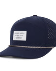 Navy tradesman blue baseball cap waterproof sweat proof with a white fabric 
