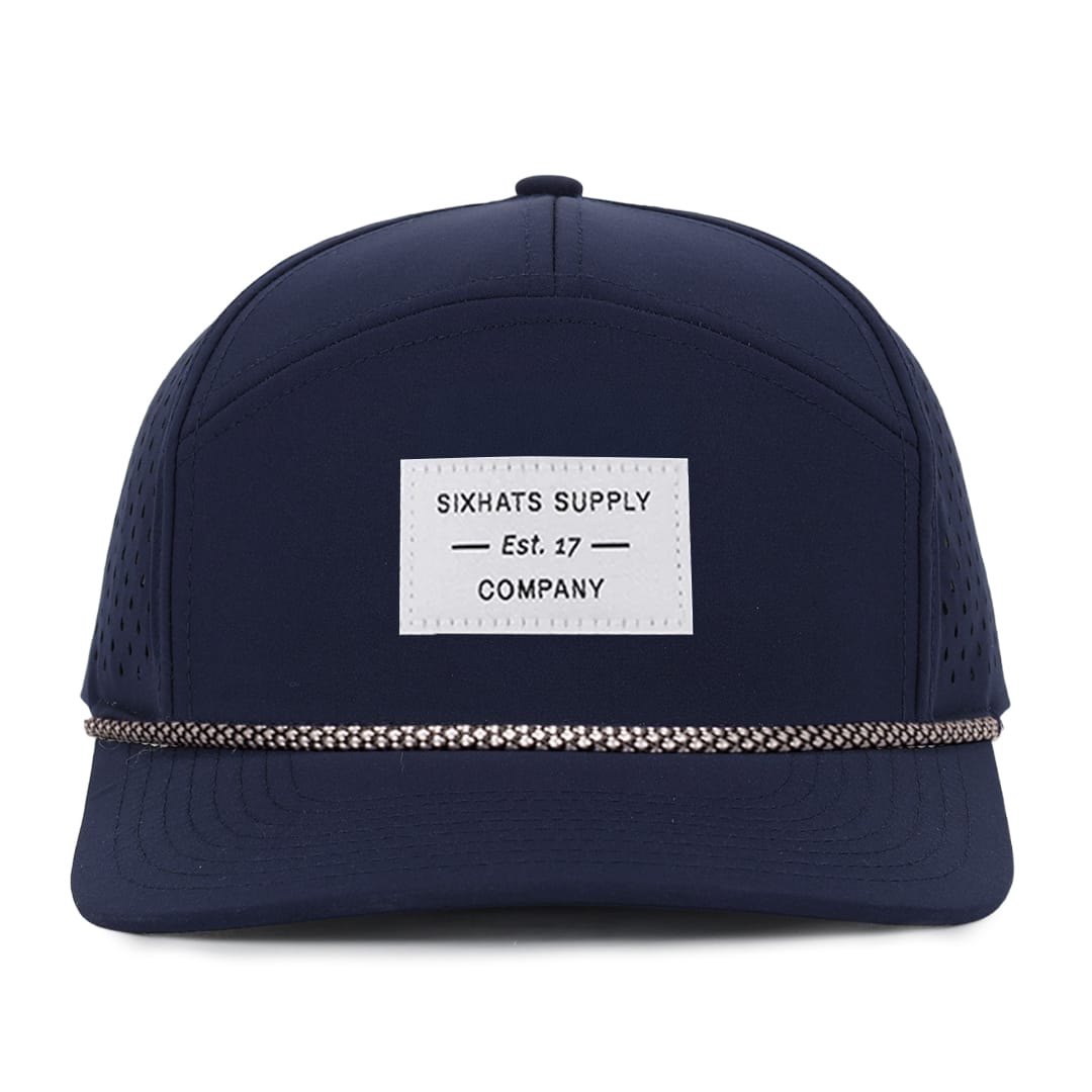 Navy tradesman blue baseball cap waterproof sweat proof with a white fabric 
