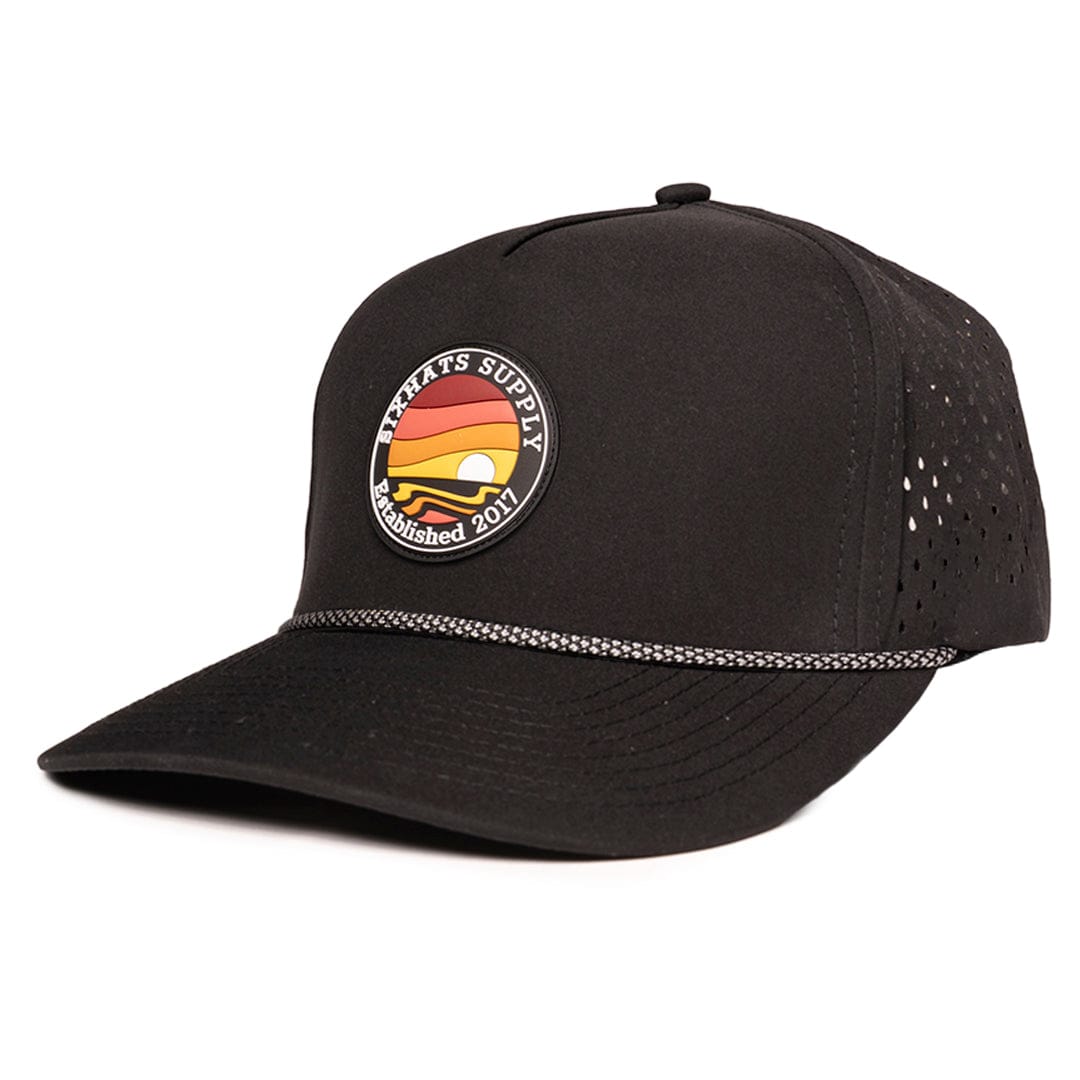 Signature Black Horizon rubber patch waterproof and sweat proof caps SixHats Supply Designed in Canada
