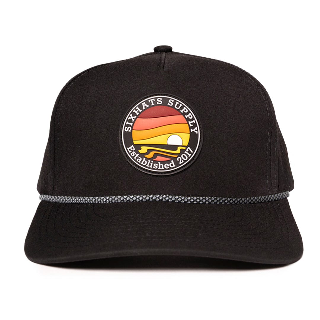 Signature Black Horizon rubber patch waterproof caps SixHats Supply Designed in Canada