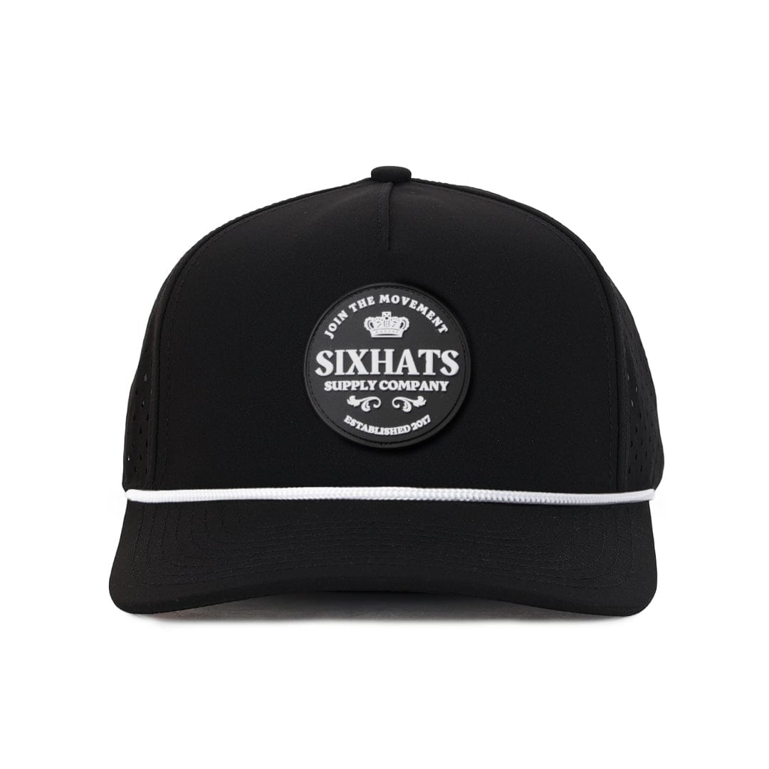 Signature Black white crown rubber patch waterproof Six Hats Supply Designed in Canada