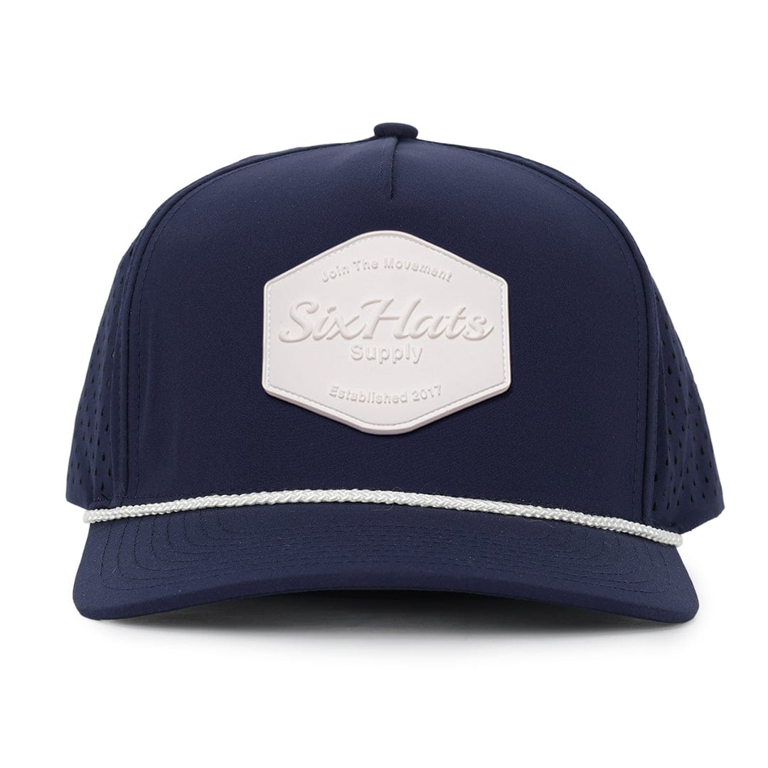 Navy Signature cap Hex range white rubber patch sew on in front waterproof  caps custom made in Canada Six hats Supply
