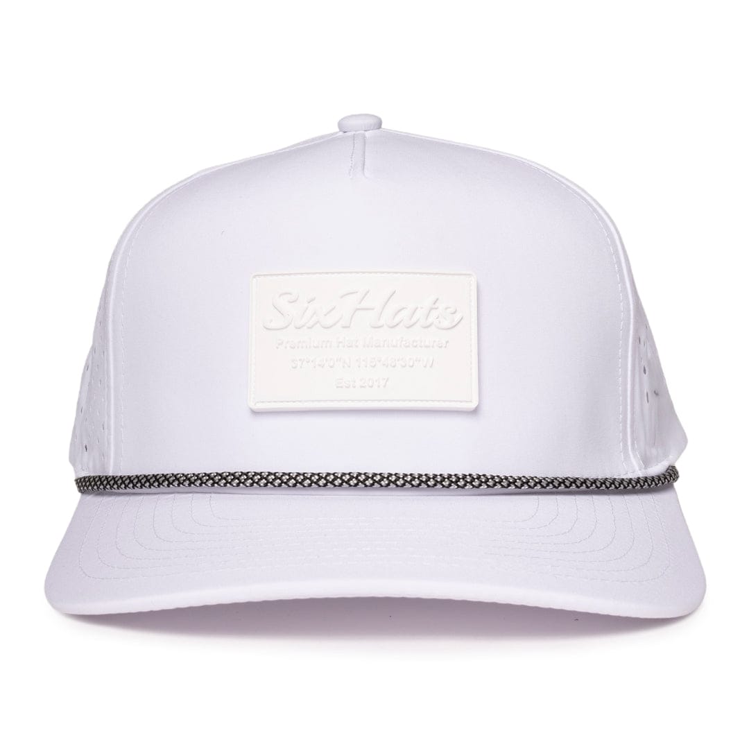 White Signature baseball hat White range rubber patch waterproof sweat proof designed in Canada Sixhats Supply