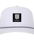 White W/ Black Golf Patch Tradesman Tee Holder Hat W/ Magnetic Ball Marker