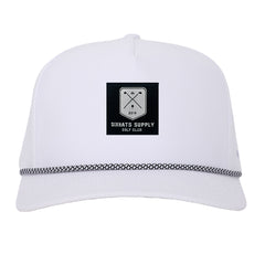 White W/ Black Golf Patch Tradesman Tee Holder Hat W/ Magnetic Ball Marker