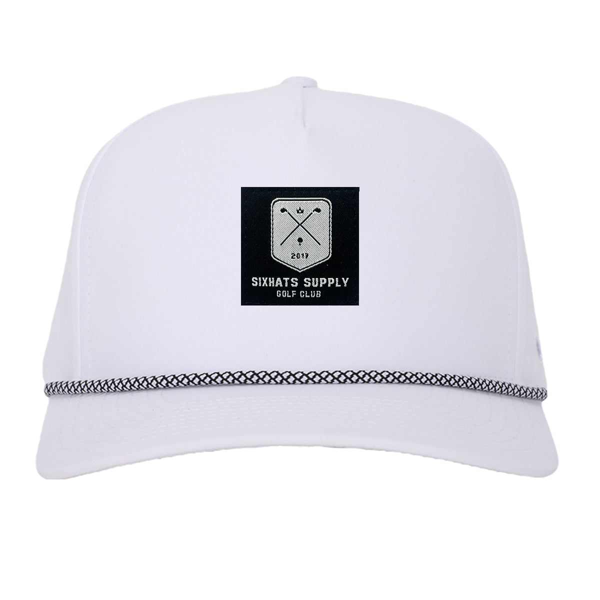 White W/ Black Golf Patch Signature Tee Holder Hat W/ Magnetic Ball Marker