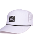 White_Arrow_tradesman_front_side_view_waterproof_hat_Six_hats_supply_designed_in_Canada