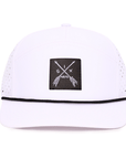 White_Arrow_tradesman_front_view_waterproof_hat_Six_hats_supply_designed_in_Canada