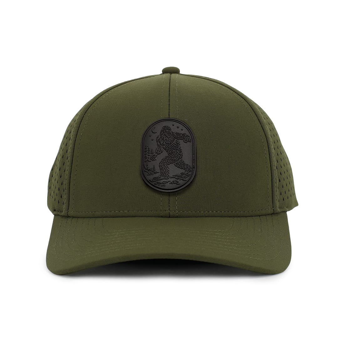 forest_green_low_pro cap_waterproof_sweat_proof_sasquatch_style_embroidery_design_in_Canada